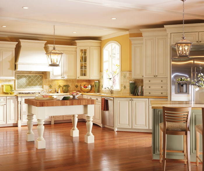 Off White Cabinets with Glaze - Omega Cabinetry